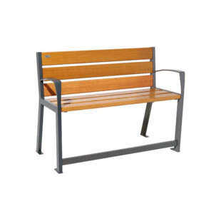 BANC SILAOS® 6 LAMES - SANS ACCOUDOIR - ACIER ET BOIS FINITION "CHENE CLAIR" OU